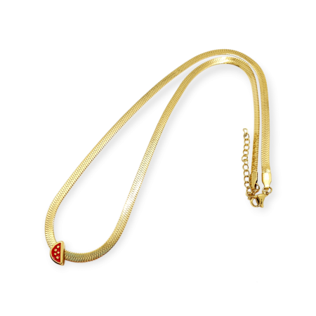 necklace steel gold with watermelon